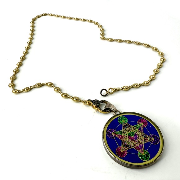 6 Sided Star Pendant Necklace, Pave’ Diamond Clasp - Picture 2 of 8